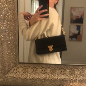 Tory Burch black matte leather clutch